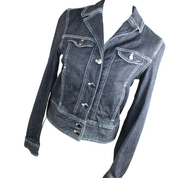 Elie Tahari Dark Blue Denim Jacket, Size Small - Picture 7 of 8